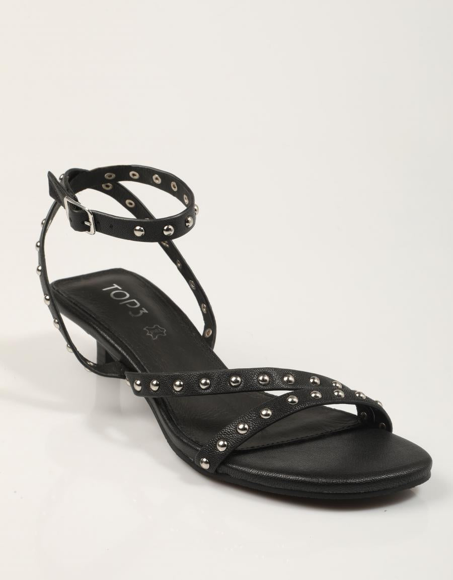 SANDALIAS TOP 3 SANDALIA TACHAS BLACK en color Negro