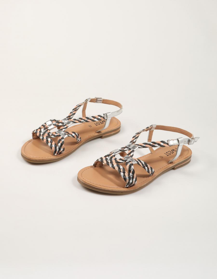 SANDALIAS TWEST SAND.BEIG BLACK en color Beige