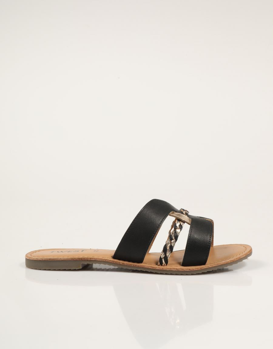 SANDALIAS TWEST PALA BLACK PLATINUM en color Negro