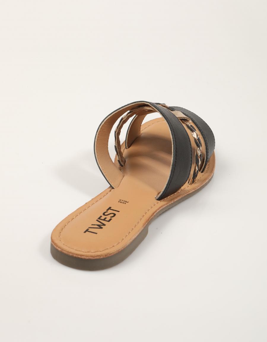 SANDALIAS TWEST PALA BLACK PLATINUM en color Negro