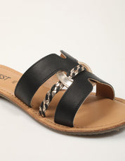 SANDALIAS TWEST PALA BLACK PLATINUM en color Negro