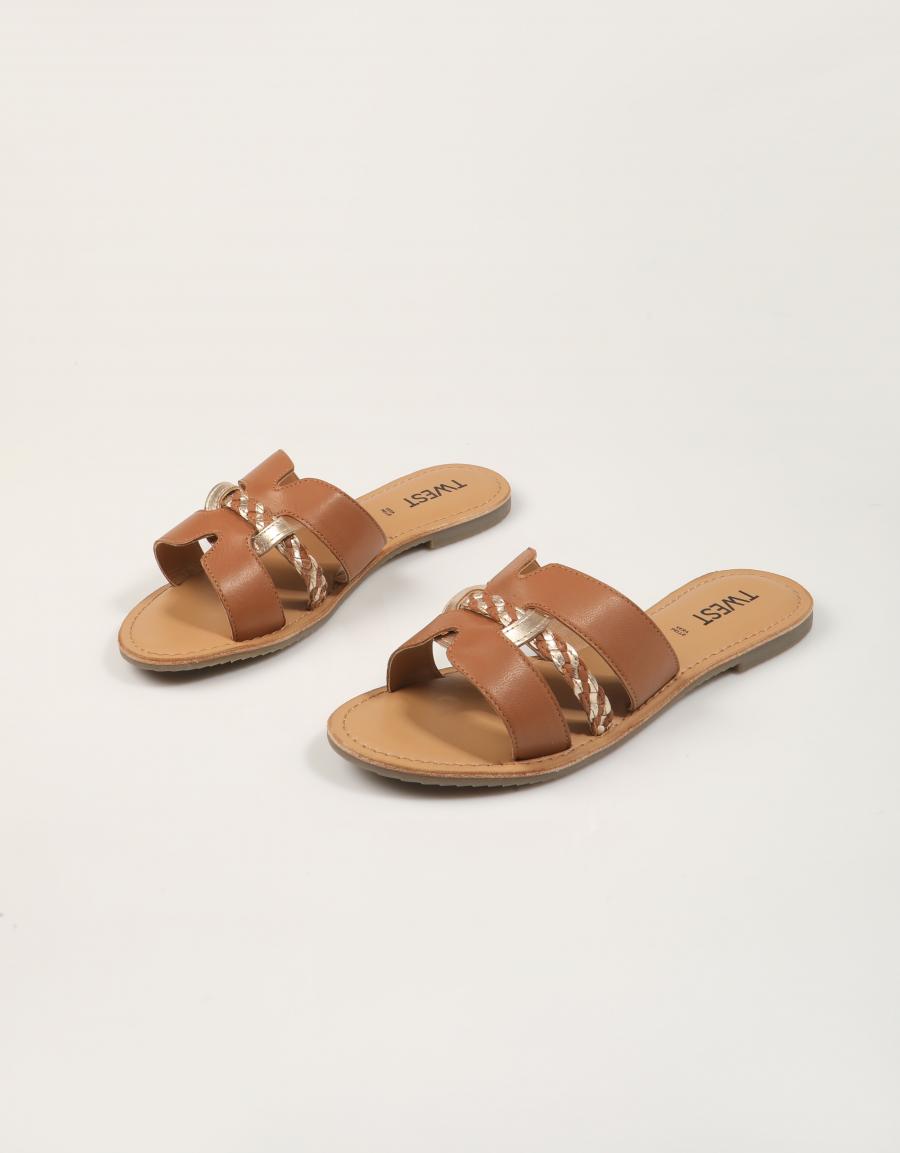 SANDALIAS TWEST PALA TAN en color Cuero
