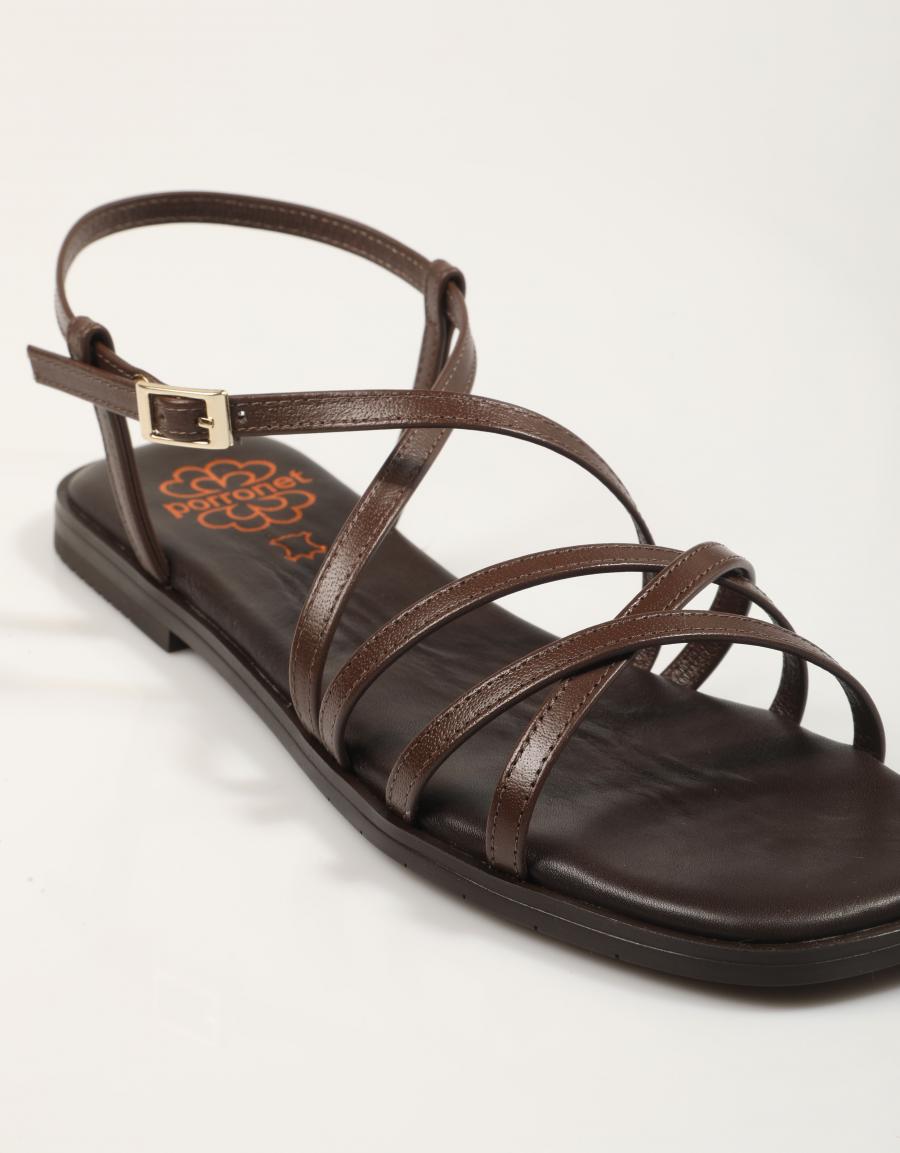 SANDALIAS PORRONET SANDALIA TIRAS MOKA en color Marron