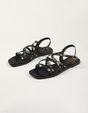 SANDALIAS PORRONET SANDALIA TIRAS REMACHES NEGRO en color Negro