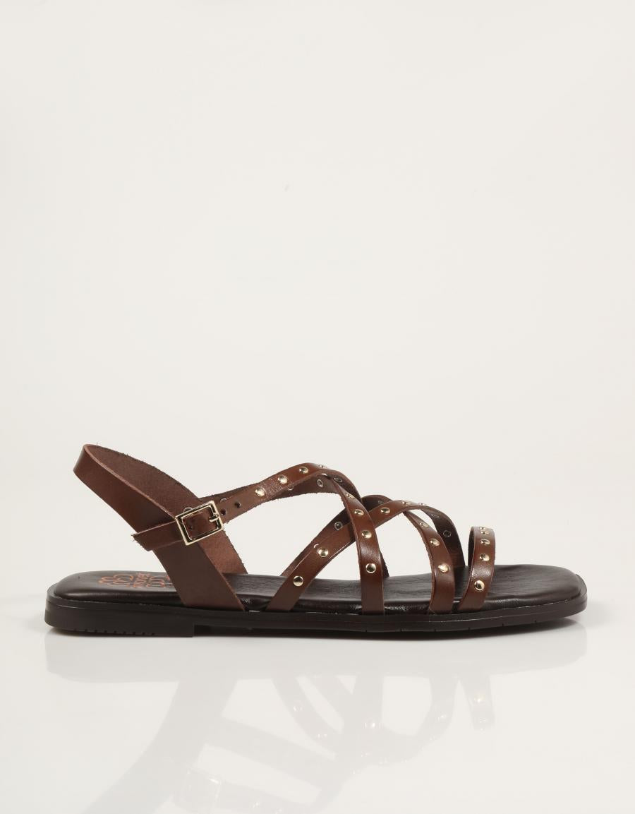 SANDALIAS PORRONET SANDALIA TIRAS REMACHES MOKA en color Marron