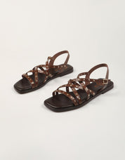 SANDALIAS PORRONET SANDALIA TIRAS REMACHES MOKA en color Marron