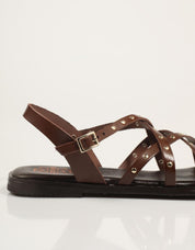 SANDALIAS PORRONET SANDALIA TIRAS REMACHES MOKA en color Marron