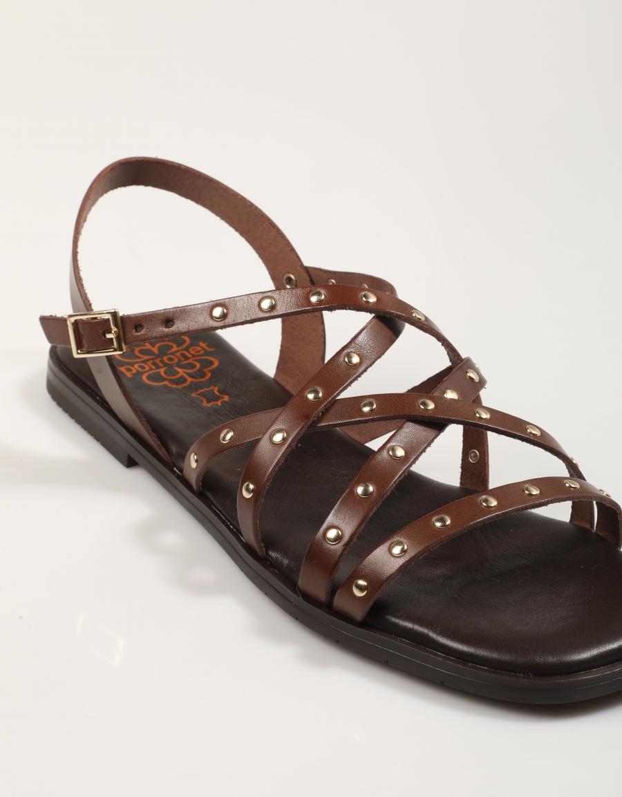 SANDALIAS PORRONET SANDALIA TIRAS REMACHES MOKA en color Marron