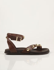 SANDALIAS PORRONET SANDALIA BOLAS REMACHES MOKA en color Marron