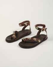 SANDALIAS PORRONET SANDALIA BOLAS REMACHES MOKA en color Marron