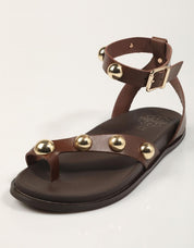 SANDALIAS PORRONET SANDALIA BOLAS REMACHES MOKA en color Marron