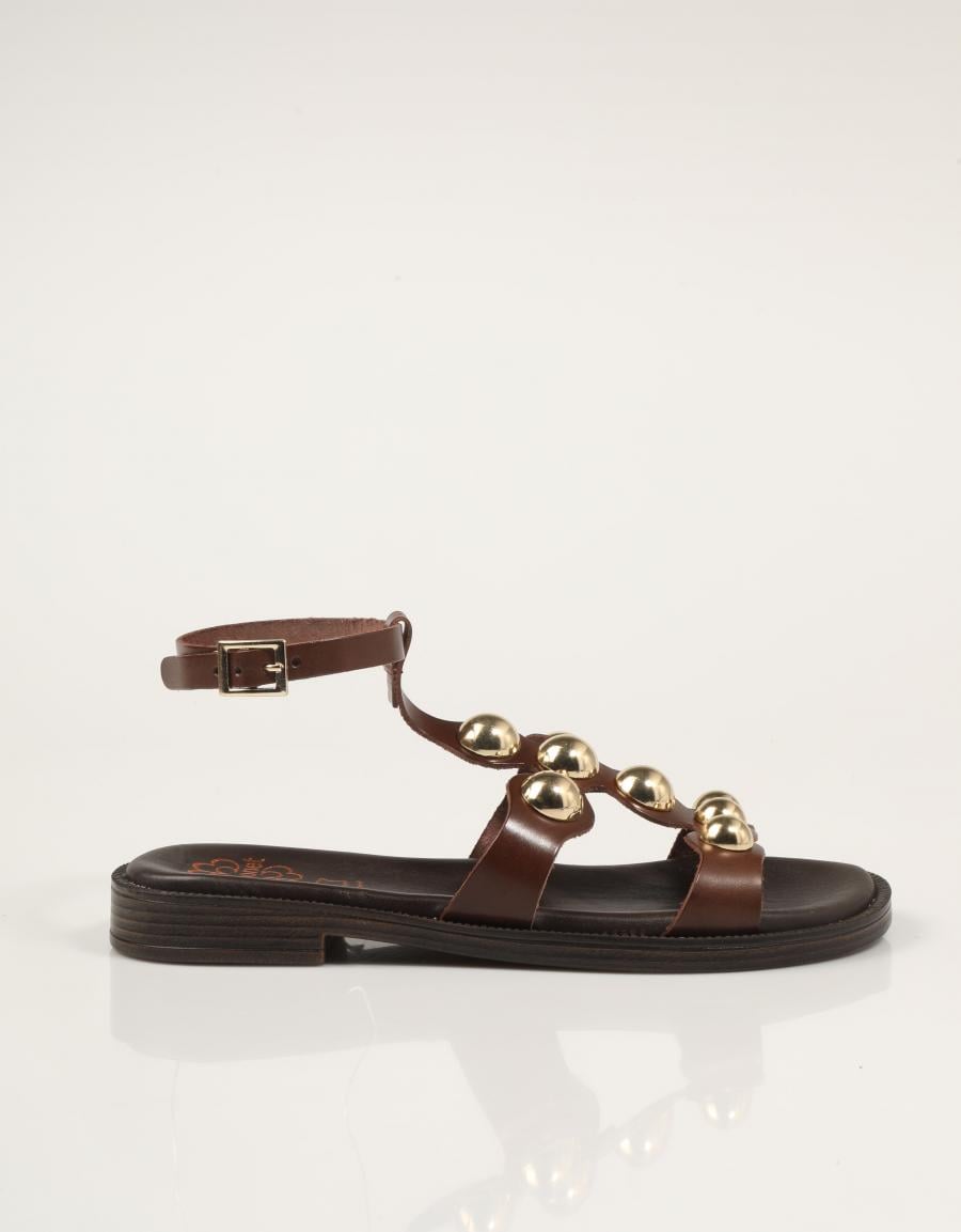 SANDALIAS PORRONET SANDALIA BOLAS REMACHES MOKA en color Marron