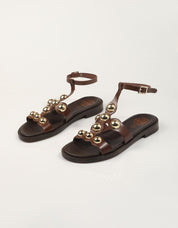 SANDALIAS PORRONET SANDALIA BOLAS REMACHES MOKA en color Marron