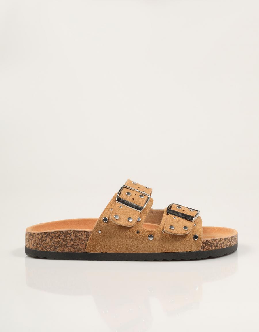 SANDALIAS STAY BIO REMACHES CAMEL en color Cuero