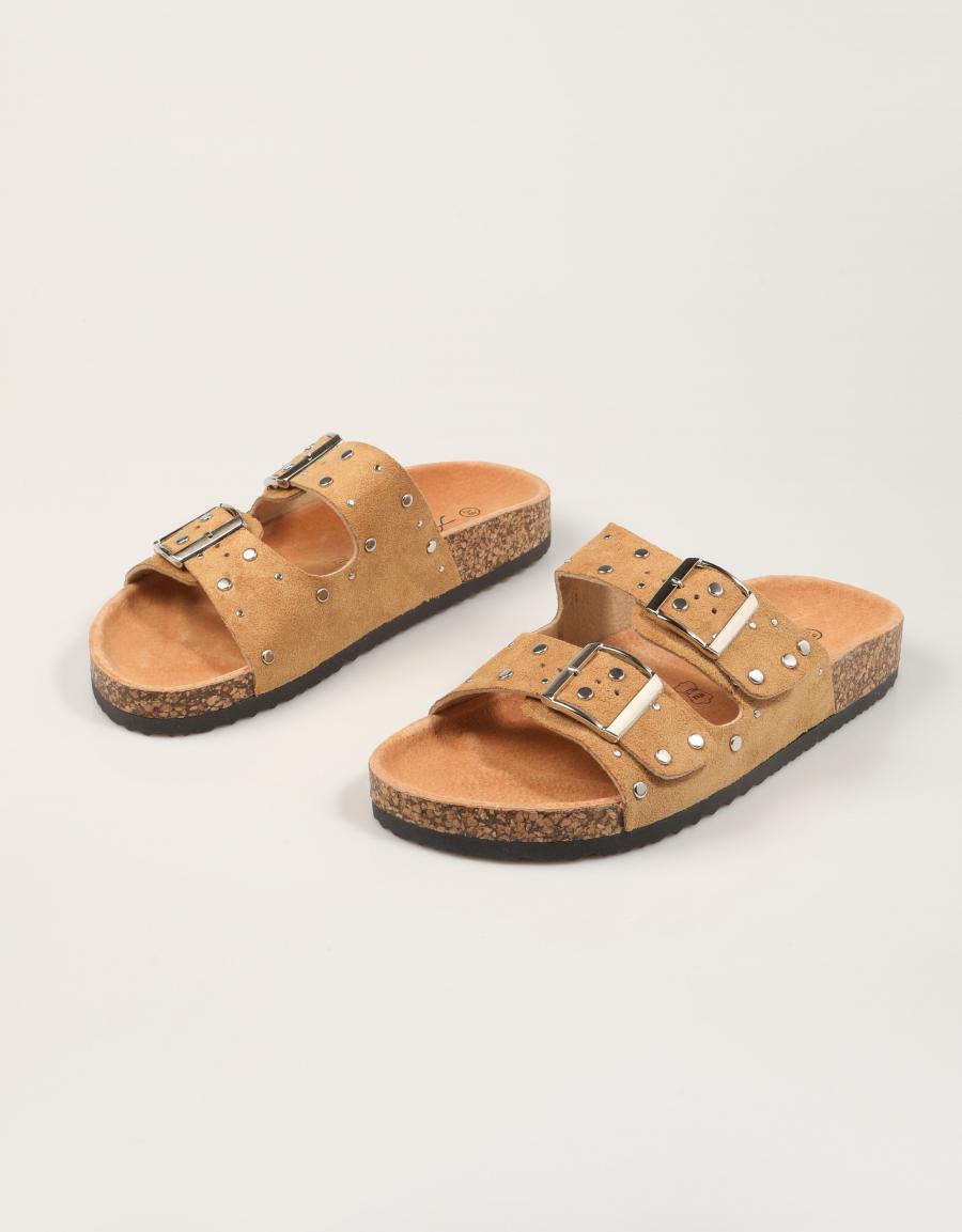 SANDALIAS STAY BIO REMACHES CAMEL en color Cuero