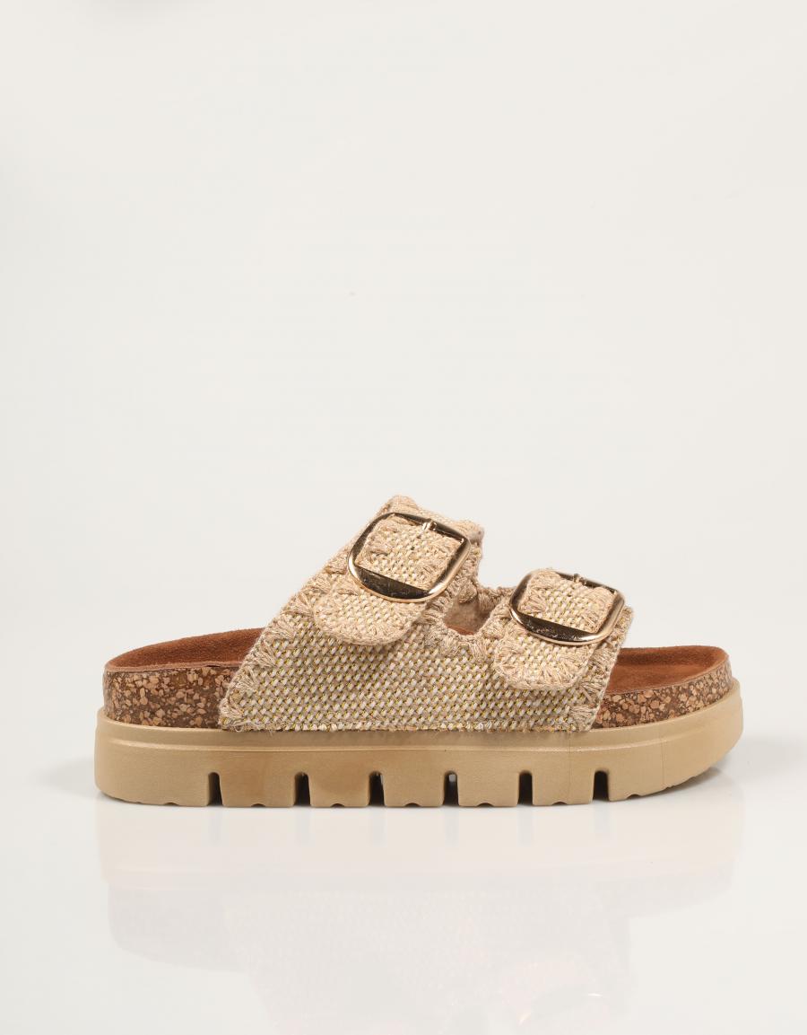 SANDALIAS STAY BIO TEJIDO CAMEL en color Cuero