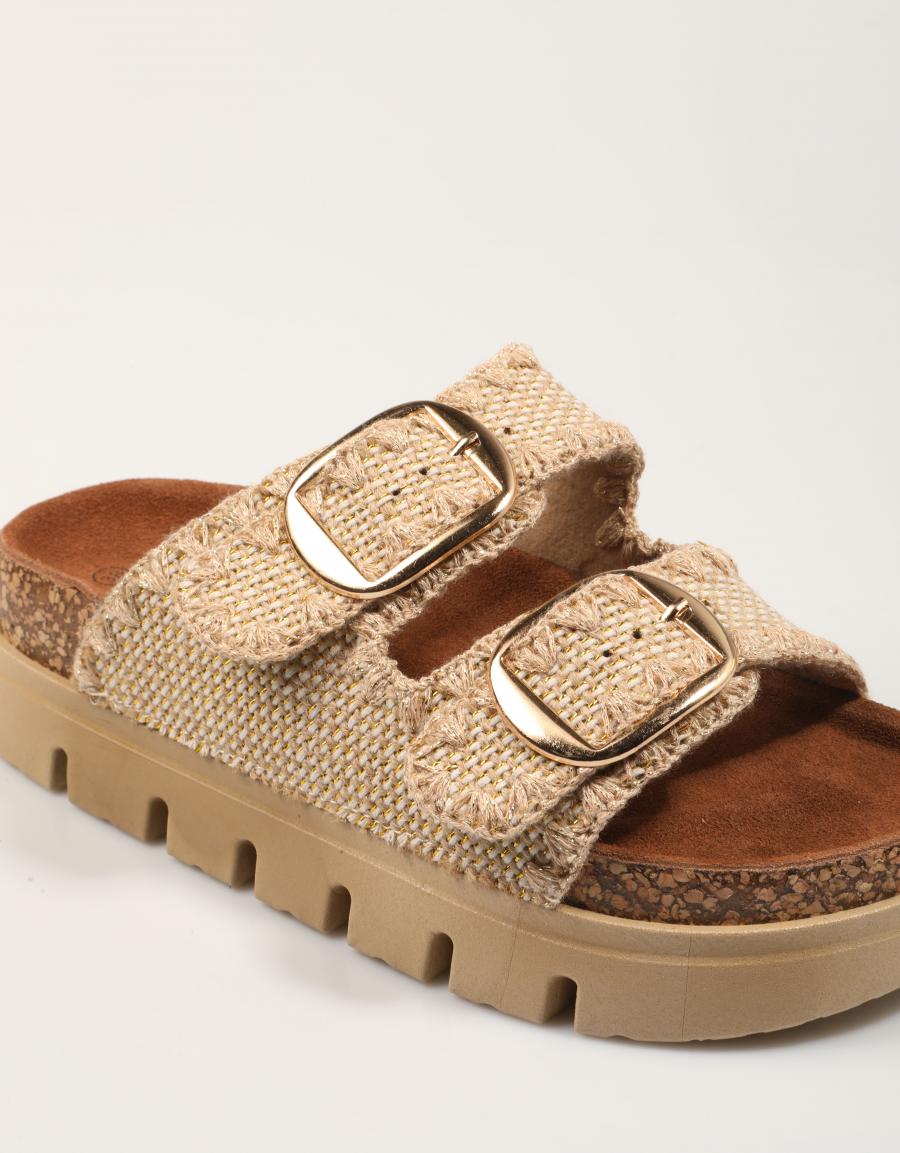 SANDALIAS STAY BIO TEJIDO CAMEL en color Cuero