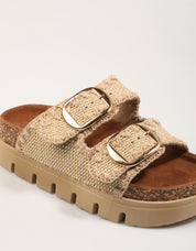 SANDALIAS STAY BIO TEJIDO CAMEL en color Cuero
