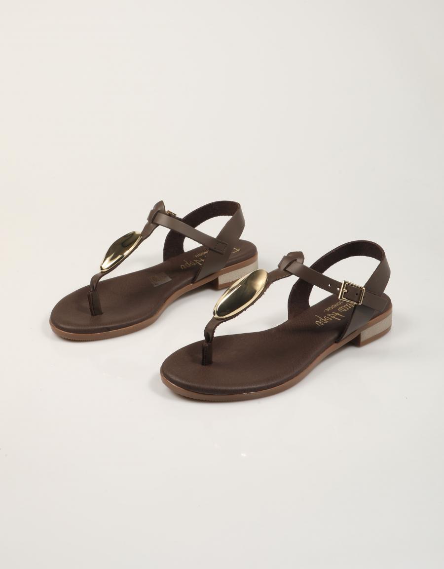 SANDALIAS REBECCA HOPE ESCLAVA COGIDA MARRON en color Marron