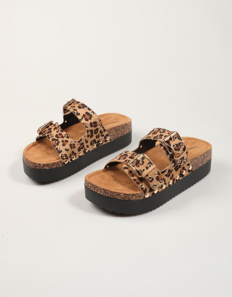 SANDALIAS REBECA HOPE BIO REMACHES LEOPARD en color Marron