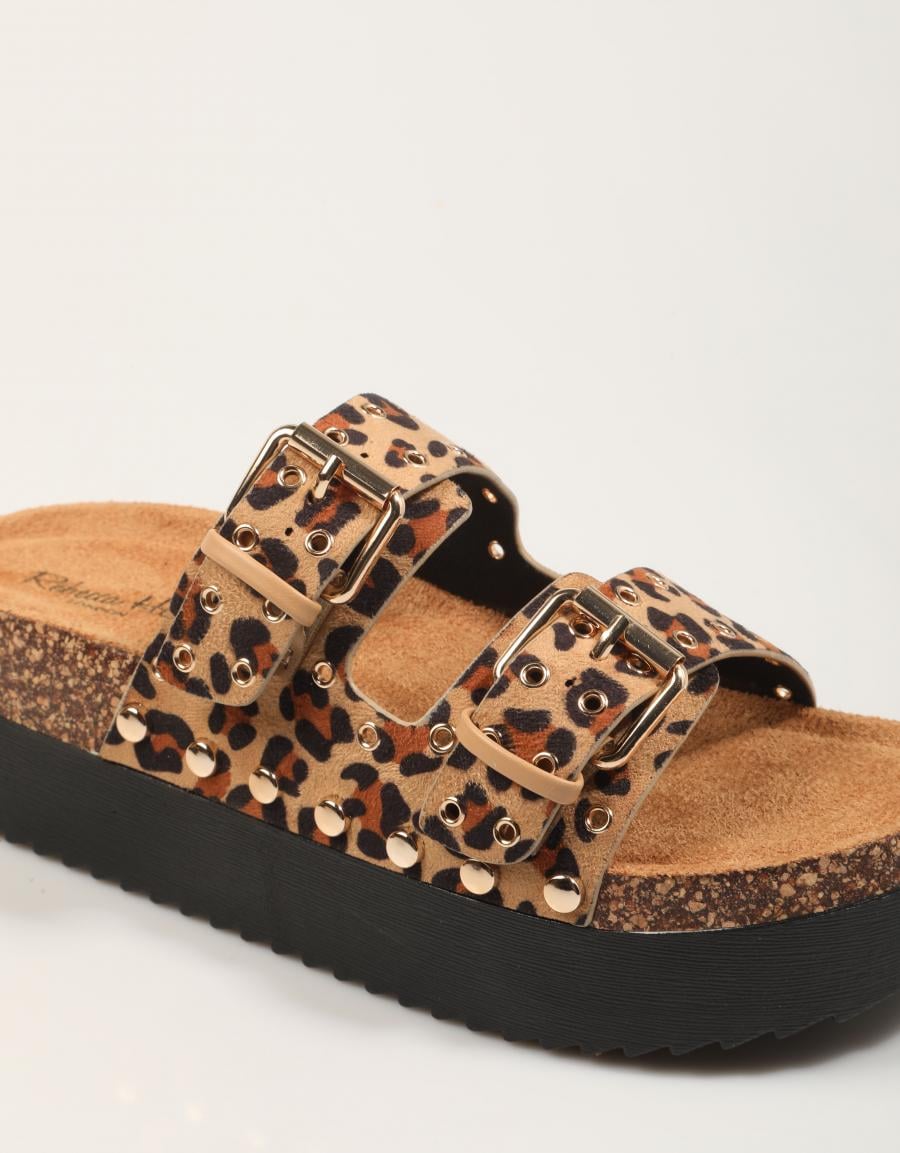 SANDALIAS REBECA HOPE BIO REMACHES LEOPARD en color Marron