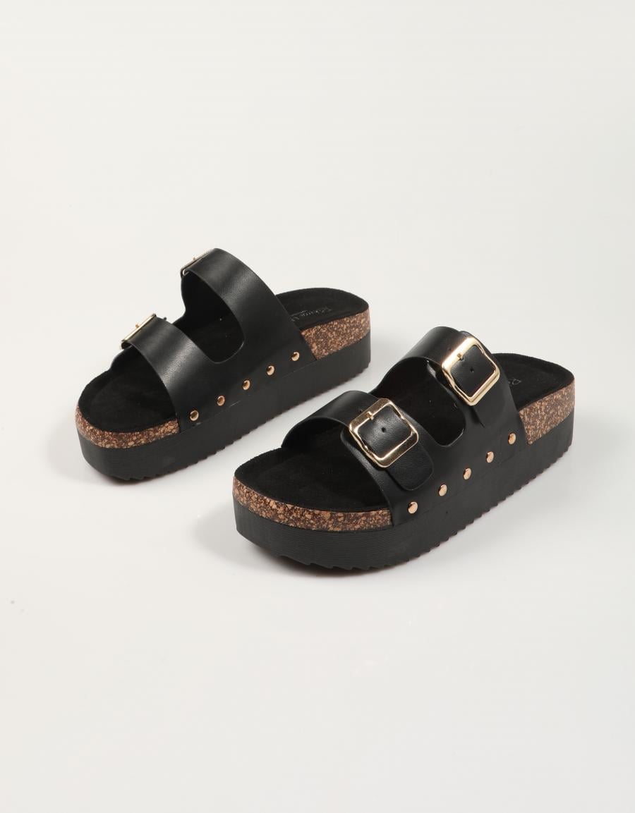 SANDALIAS REBECA HOPE BIO REMACHES BLACK en color Negro