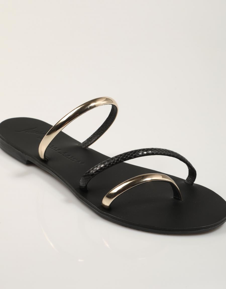 SANDALIAS NICOLAS LAINAS SANDALIA GOLD/BLACK SNAKE en color Negro