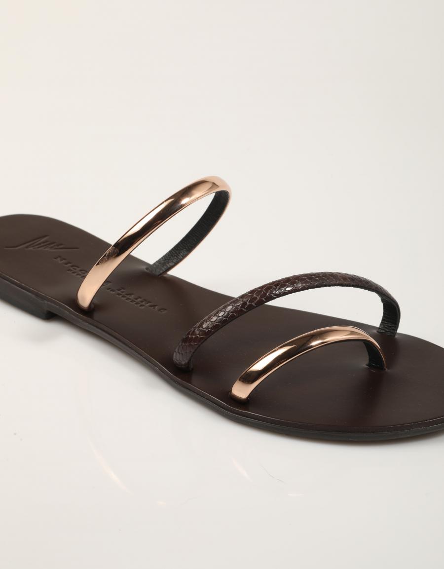 SANDALIAS NICOLAS LAINAS SANDALIA COOPER/BROWN SNAKE en color Marron