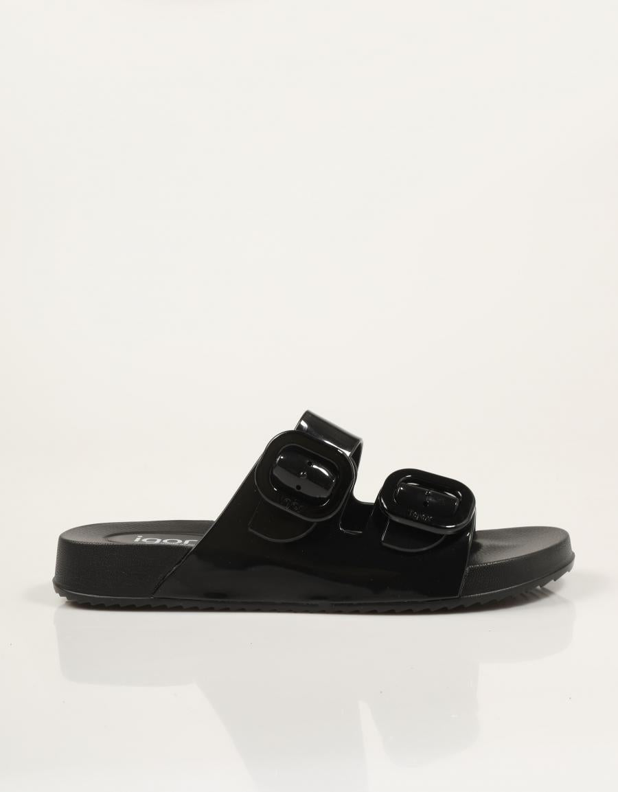 CHANCLAS IGOR HABANA BRILLO NEGRO en color Negro