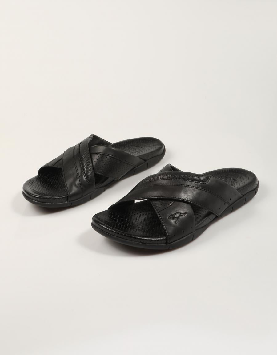 SANDALIAS KANGAROOS PALA PIEL NEGRO en color Negro