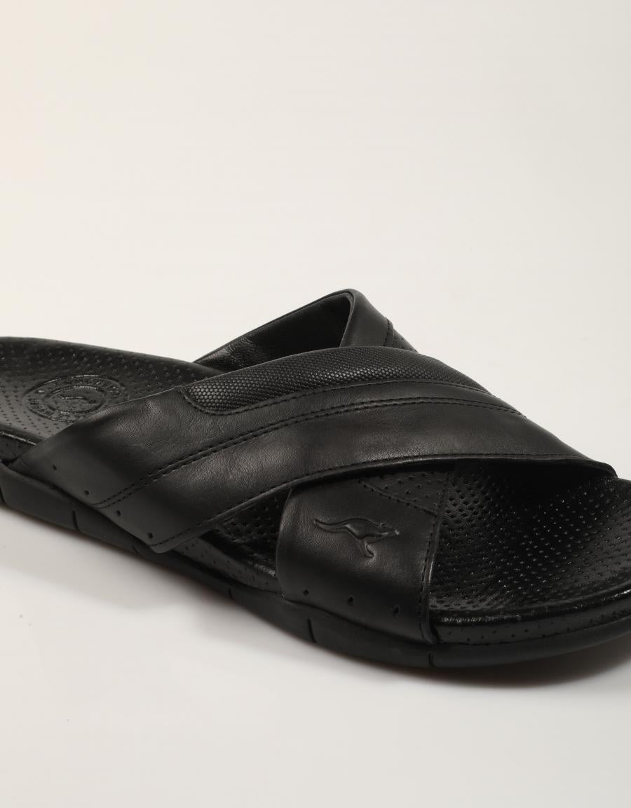 SANDALIAS KANGAROOS PALA PIEL NEGRO en color Negro