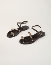 SANDALIAS REBECA HOPE PROMETEA PLATINO/CAMEL/CHOCOLATE en color Platino