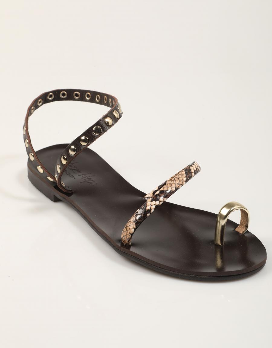 SANDALIAS REBECA HOPE PROMETEA PLATINO/CAMEL/CHOCOLATE en color Platino