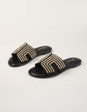 SANDALIAS AN-SE SANDALIA BOLITAS BLACK/NATURAL en color Negro