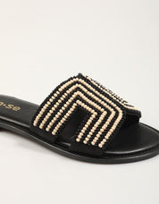 SANDALIAS AN-SE SANDALIA BOLITAS BLACK/NATURAL en color Negro