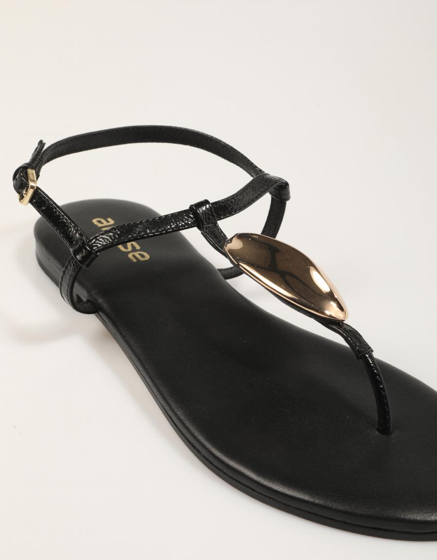 SANDALIAS AN-SE SANDALIA CHAPA BLACK en color Negro