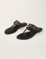 SANDALIAS AN-SE ESCLAVA CHAPA BLACK en color Negro