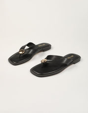 SANDALIAS AN-SE ESCLAVA CHAPA BLACK en color Negro