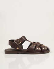 SANDALIAS TOP 3 ROMANA TACHAS PIEL MARRÓN en color Marron