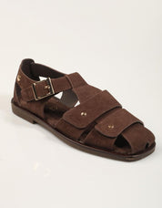 SANDALIAS TOP 3 ROMANA TACHAS SERRAJE MOKA en color Marron