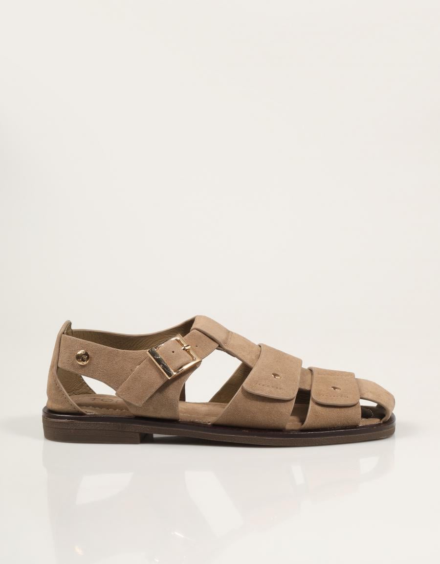 SANDALIAS TOP 3 ROMANA TACHAS SERRAJE PIEDRA en color Beige