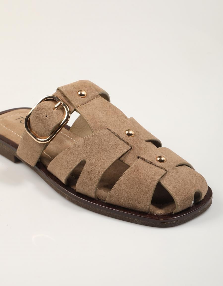 SANDALIAS TOP 3 ZUECO ROMANA S.PIEDRA en color Beige