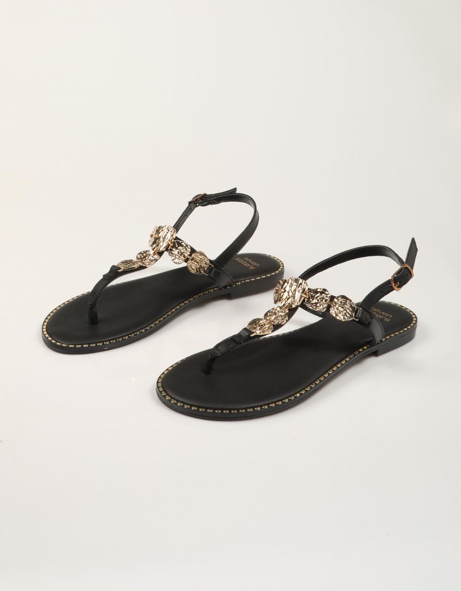 SANDALIAS SEVEN SISTERS SANDALIA MONEDAS NEGRO en color Verde