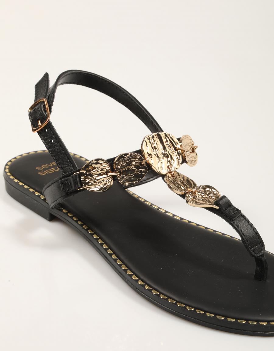 SANDALIAS SEVEN SISTERS SANDALIA MONEDAS NEGRO en color Verde