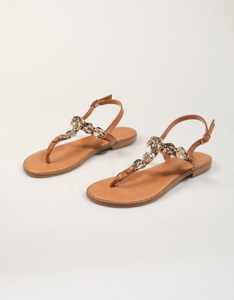 SANDALIAS SEVEN SISTERS SANDALIA MONEDAS  CUOIO en color Marron