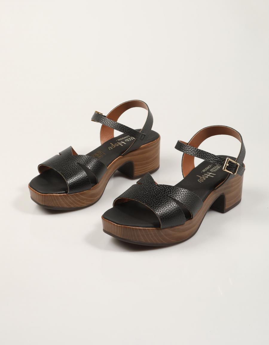 SANDALIAS REBECCA HOPE SANDALIA TACON NEGRO en color Negro