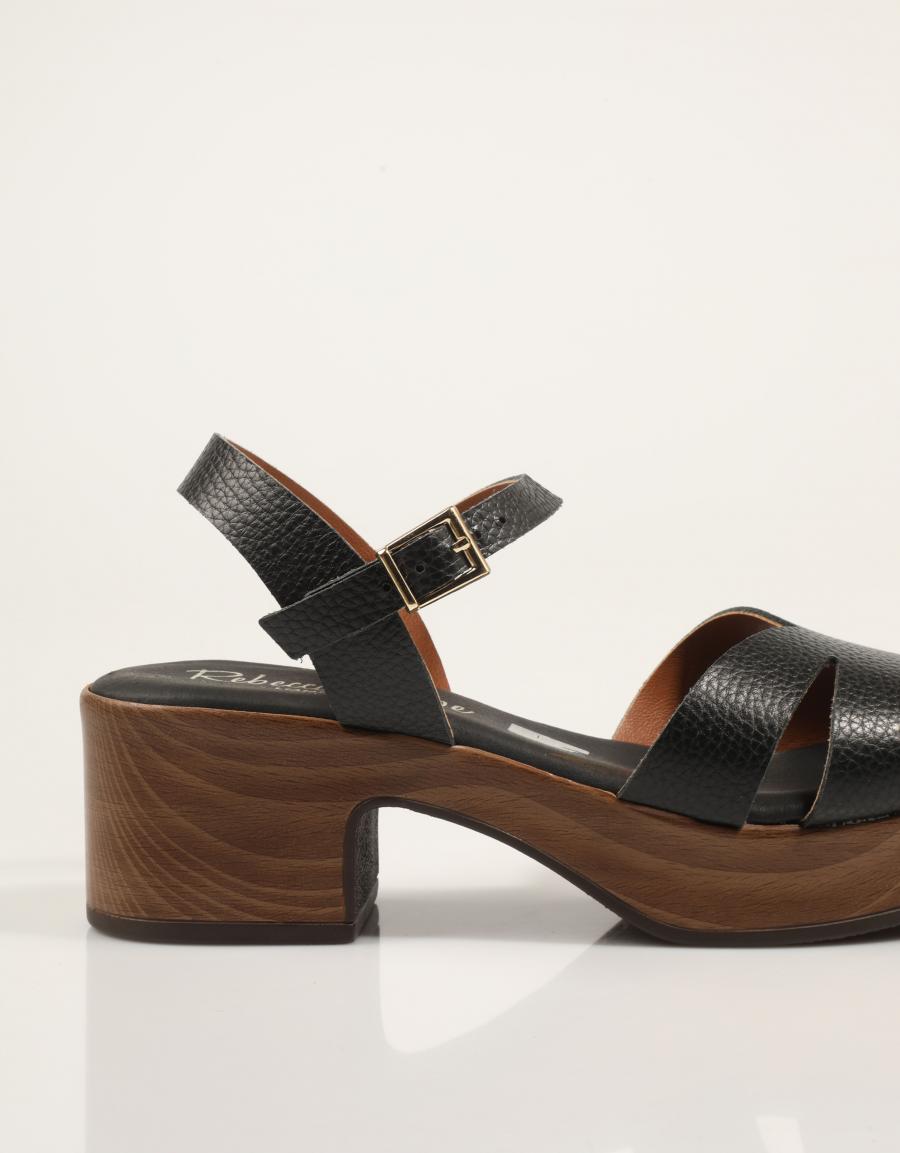 SANDALIAS REBECCA HOPE SANDALIA TACON NEGRO en color Negro