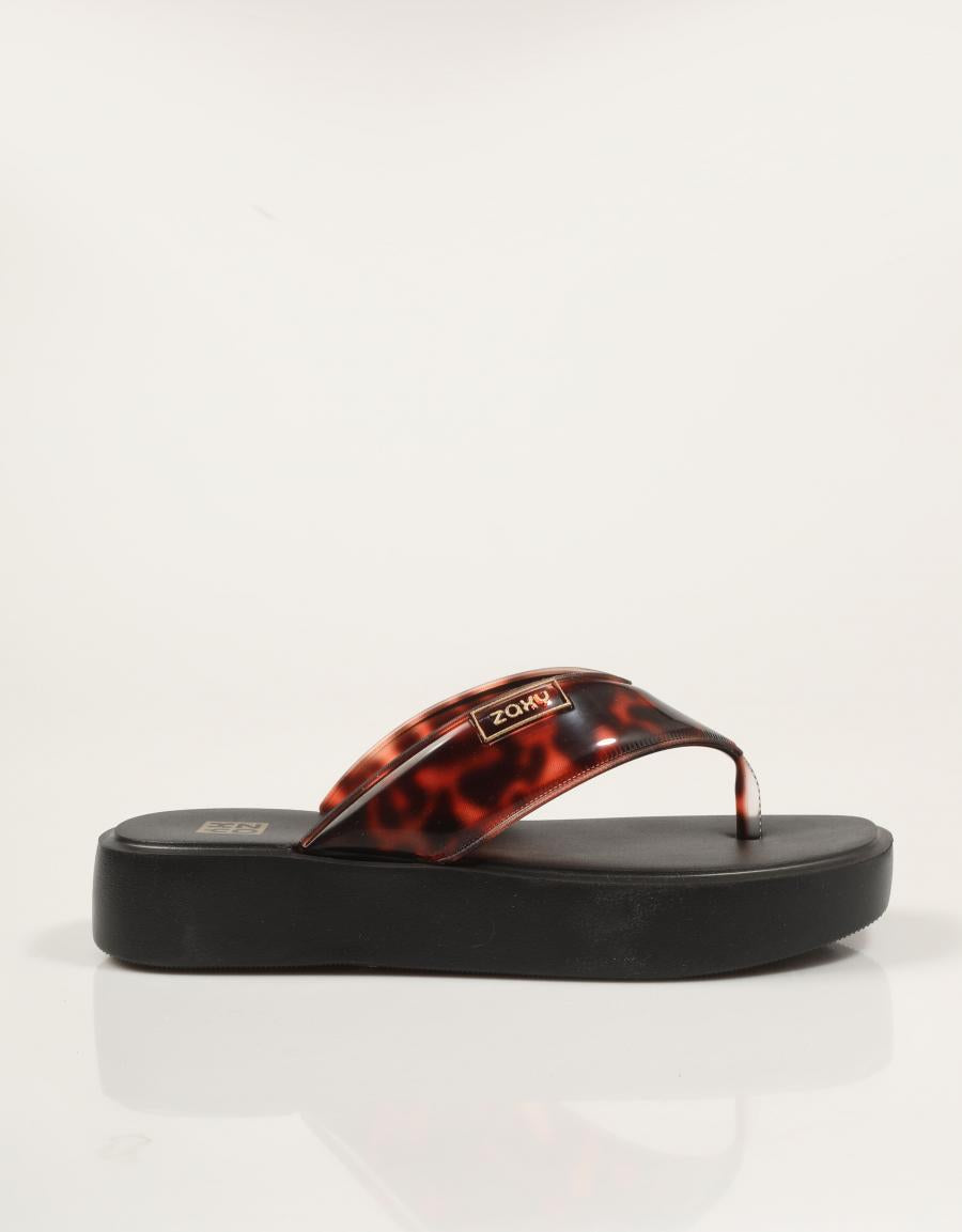 SANDALIAS ZAXY ESCLAVA LEOPARD BLACK en color Negro