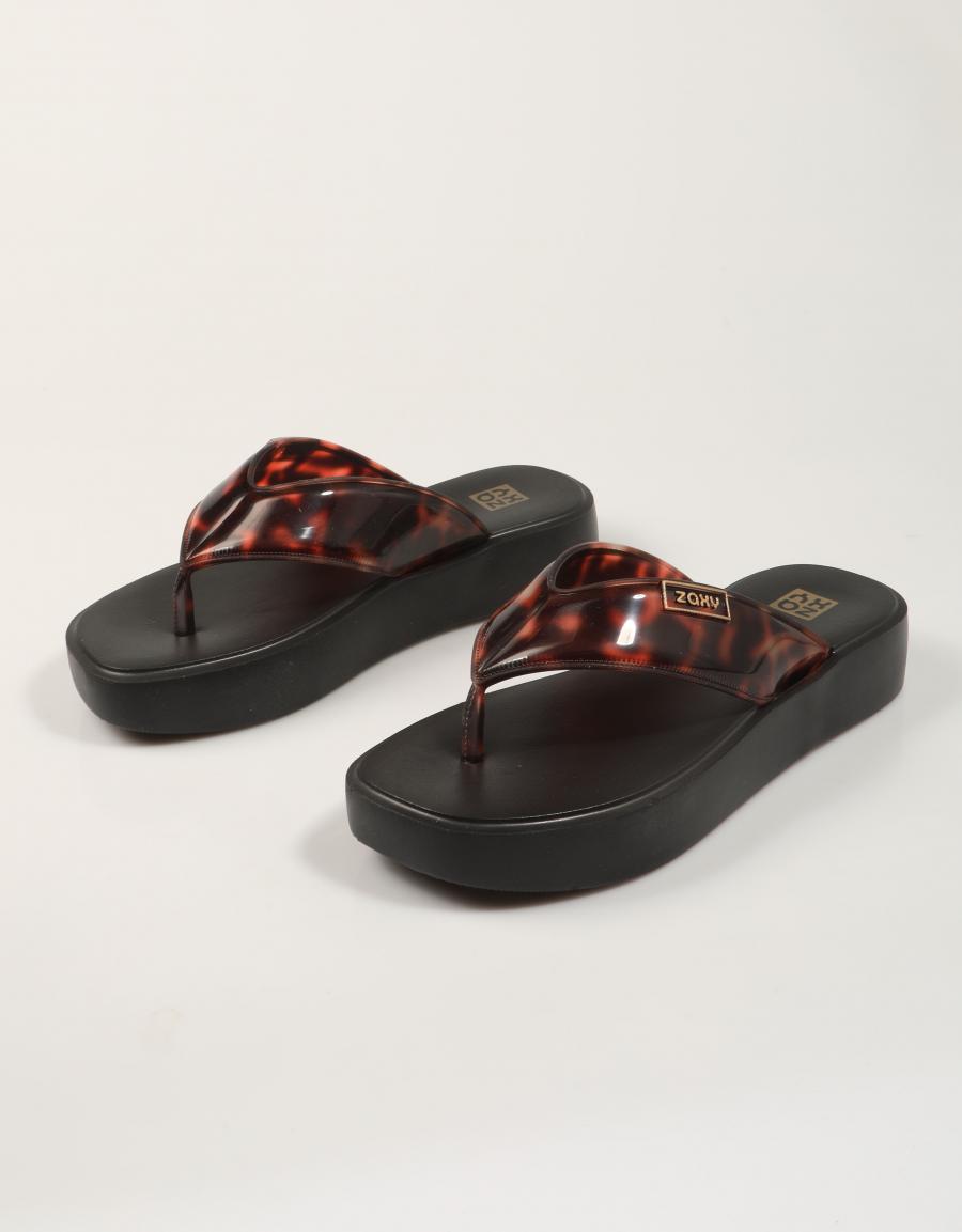 SANDALIAS ZAXY ESCLAVA LEOPARD BLACK en color Negro
