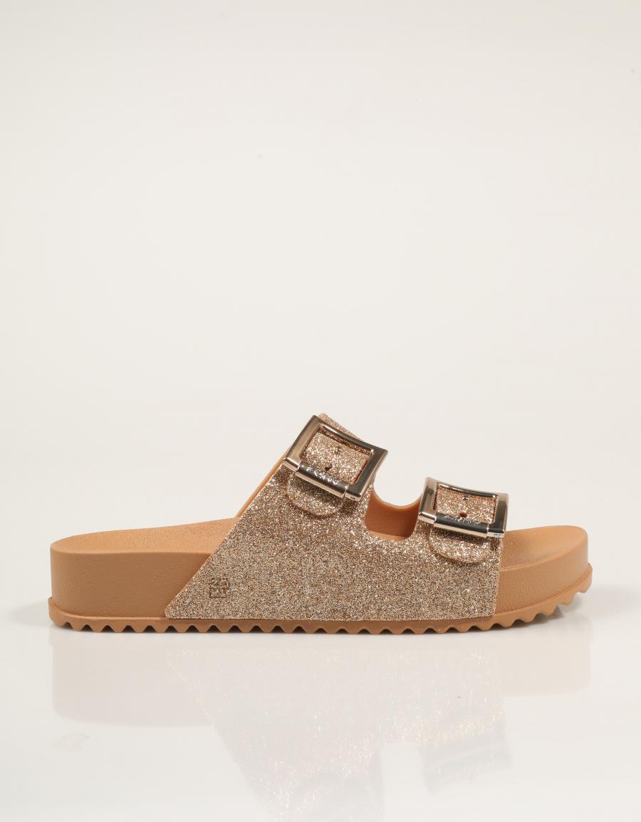 SANDALIAS ZAXY PALA HEBILLAS GLIT.BEIGE en color Oro
